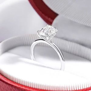 2CT Oval Cut Diamond Moissanite Ring Hidden Halo Set 18k Plated Certified